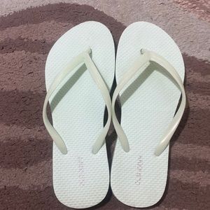Worn) light blue old navy flip flops